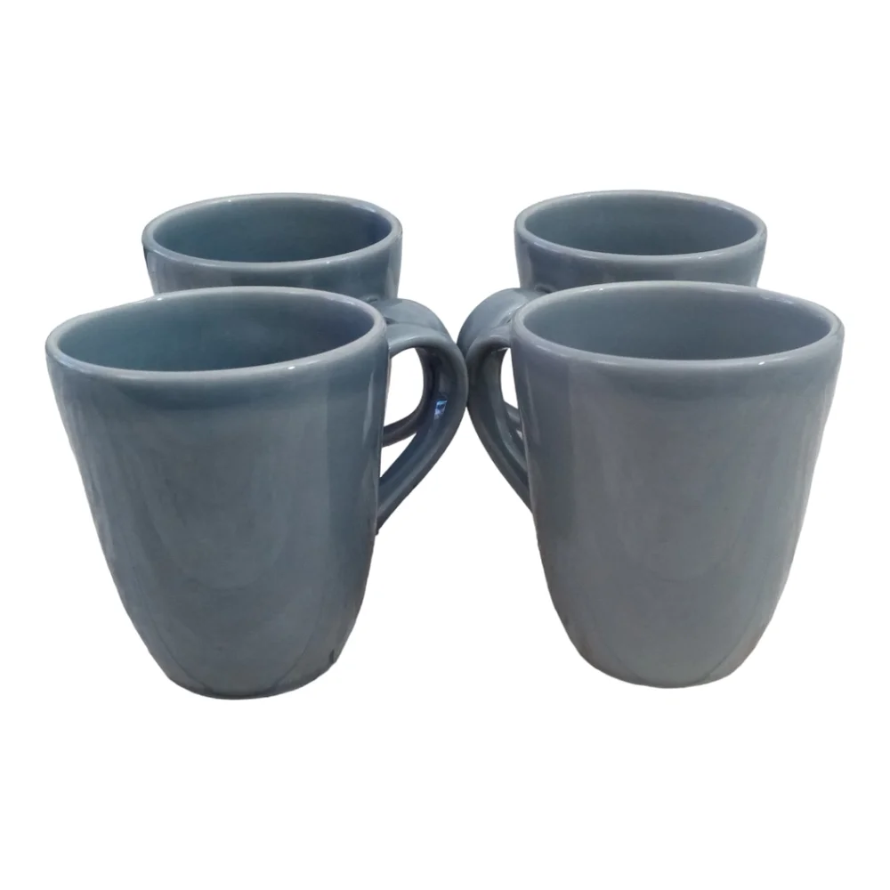 Williams Sonoma Mugs Blue Gray 12 oz set of 4